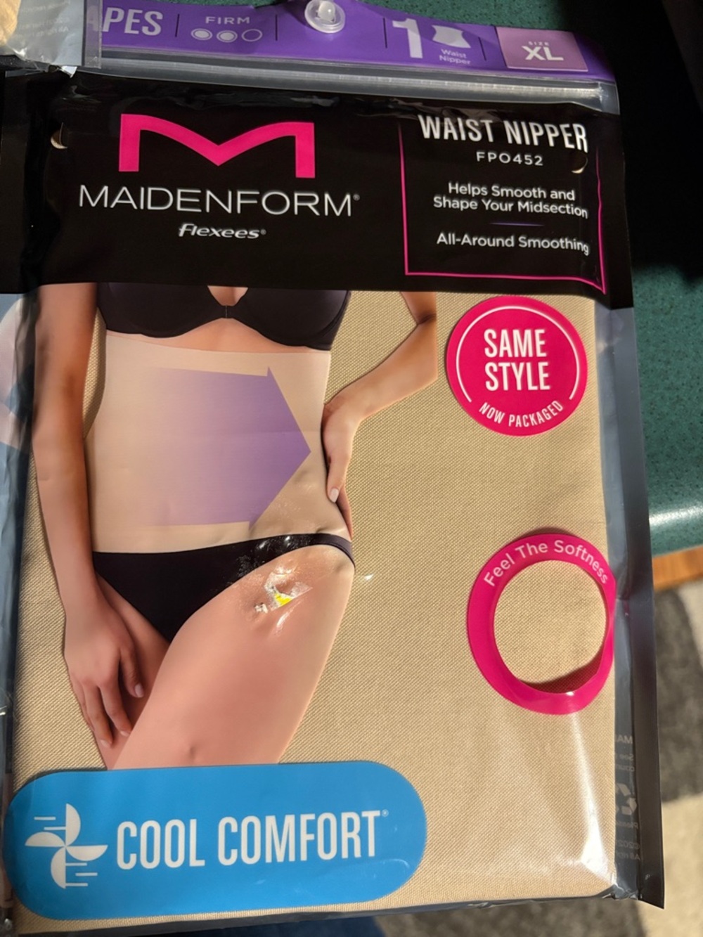 New XL Maidenform Beige Cool Comfort Waist Nipper flexees shapewear
